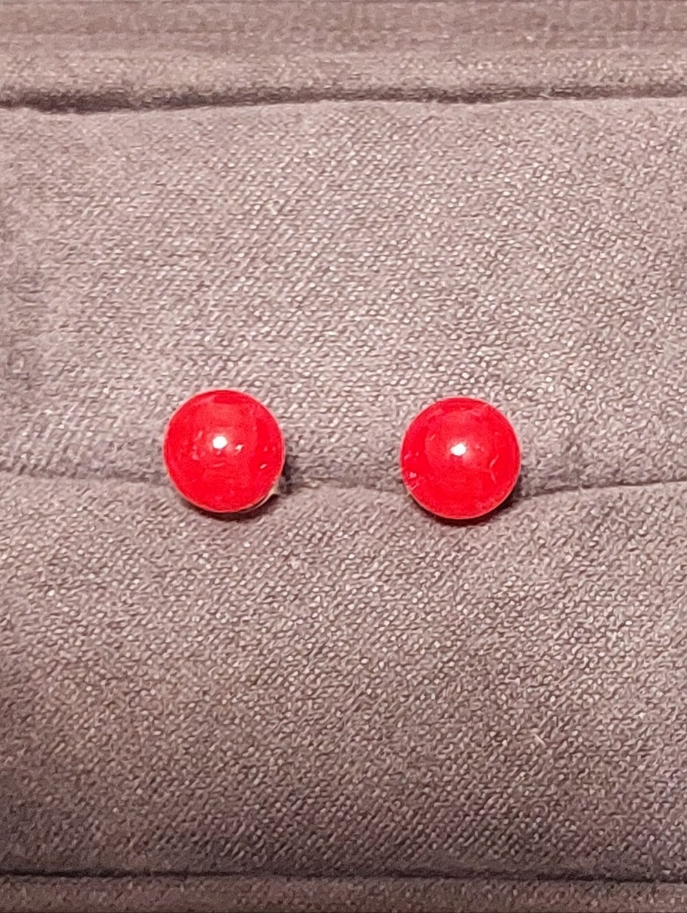 Red Glass Bead and Sterling Silver Earrings